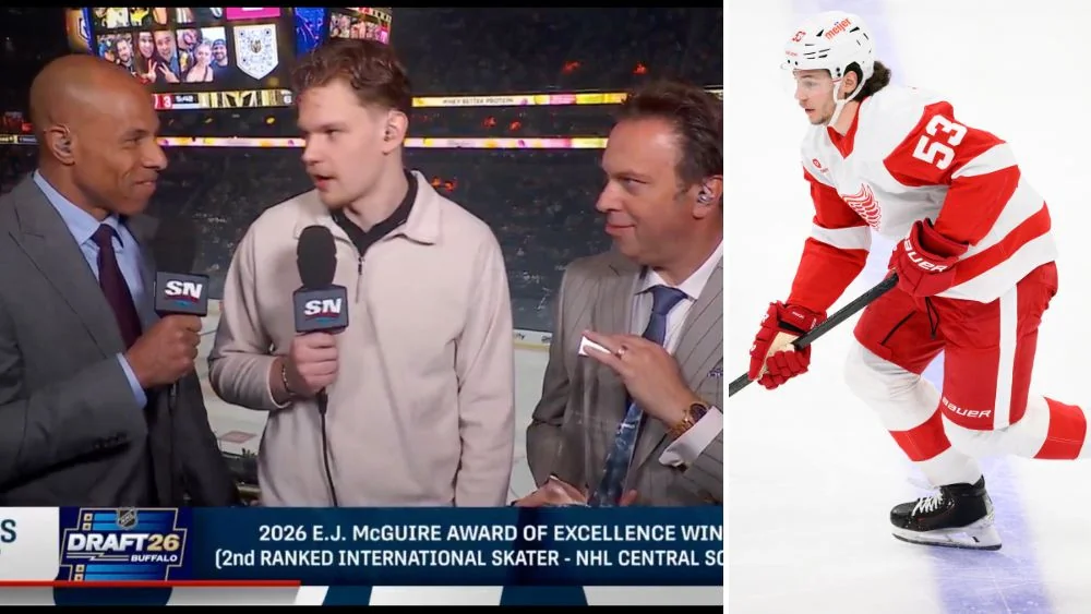 Šmits saņem balvu un atzīst, ka NHL gribētu līdzināties Vācijas izlases kapteinim